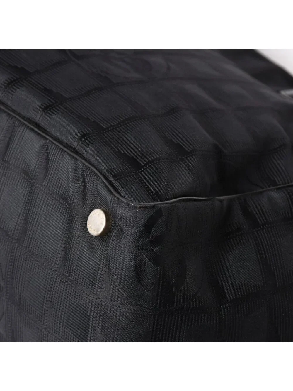 Chanel New Travel Line Tote Bag MM Black Nylon Jacquard CC Logo Gold